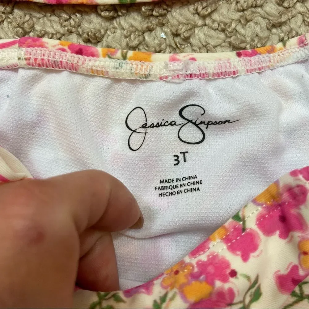 Jessica Simpson Toddler Floral Ruffle‎ Bikini Long Sleeve Top Size 3T
